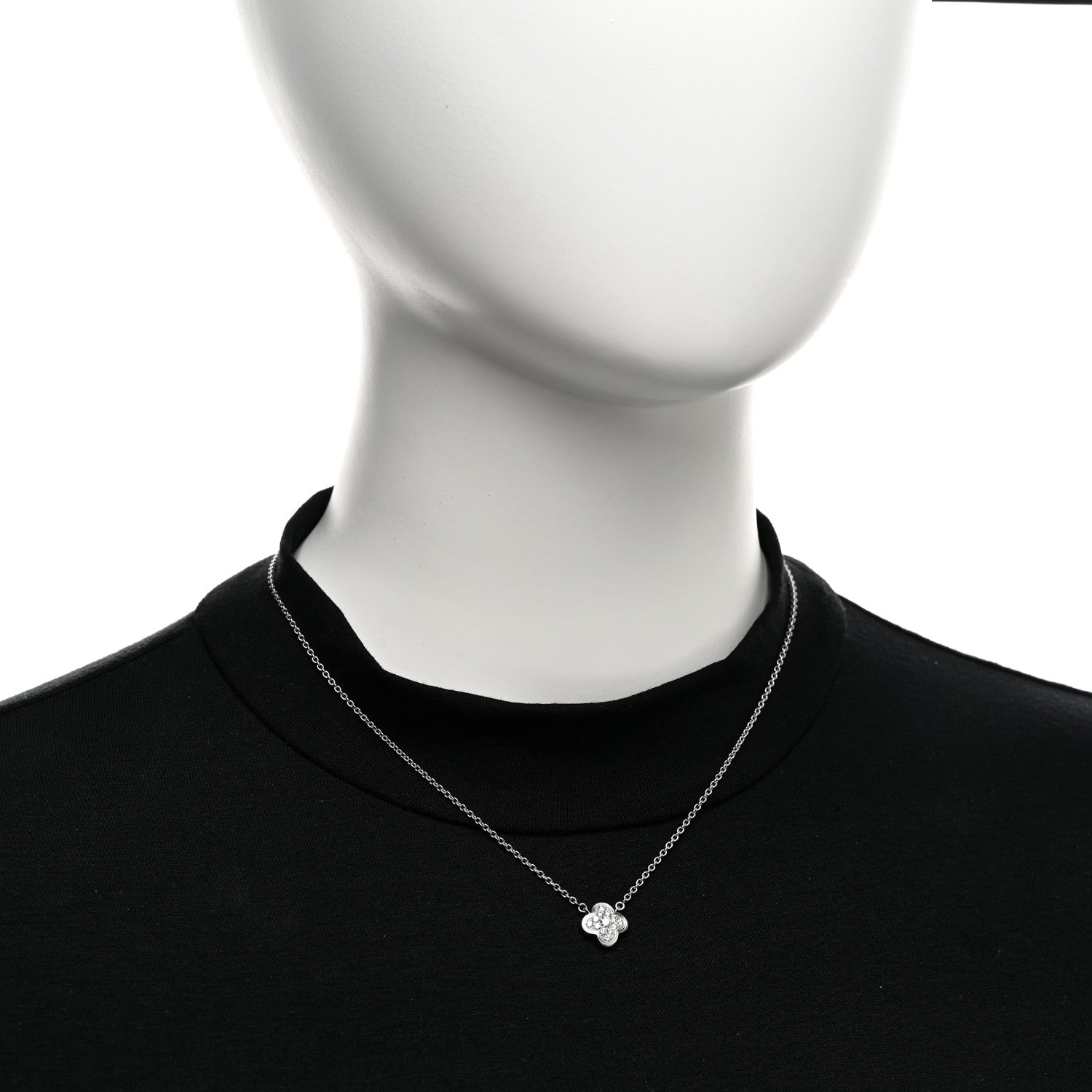 Van Cleef & Arpels 18K White Gold Diamond Pure Alhambra Pendant Necklace 2 of 4