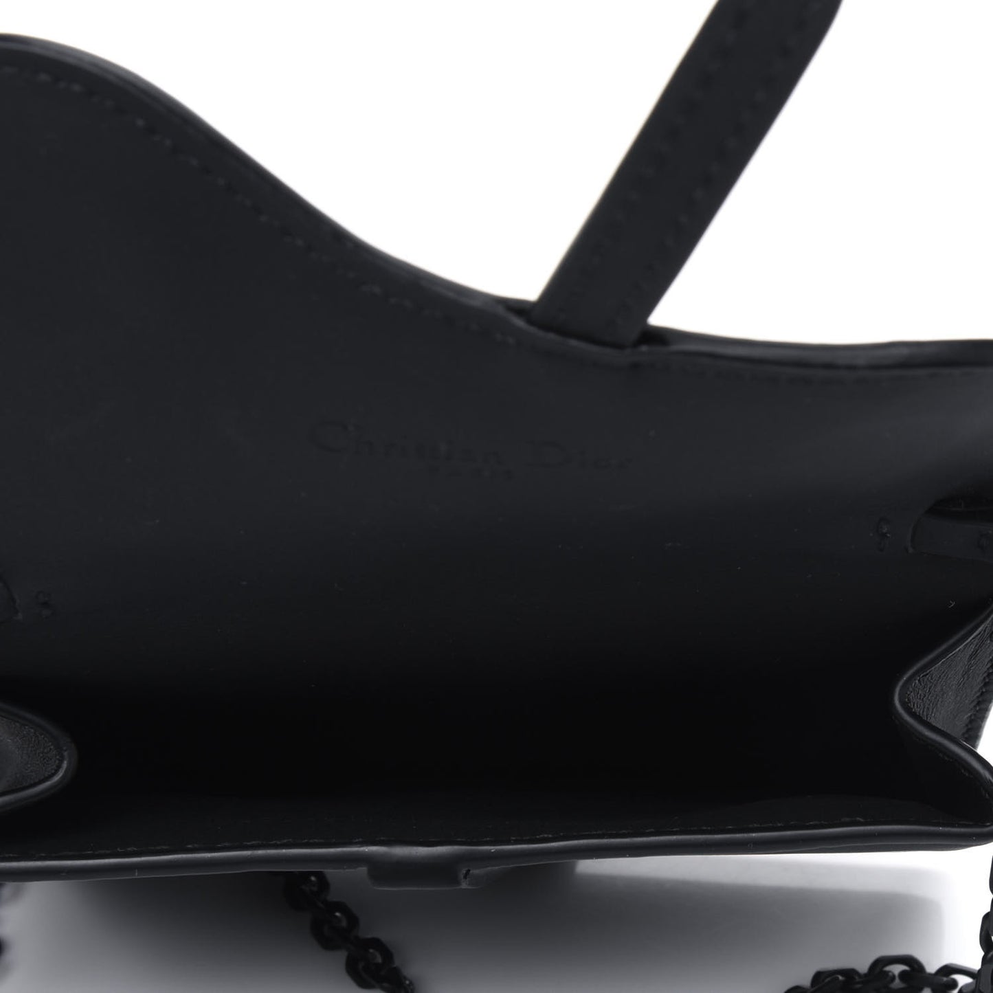 Ultra Matte Calfskin Nano Saddle Chain Pouch Black
