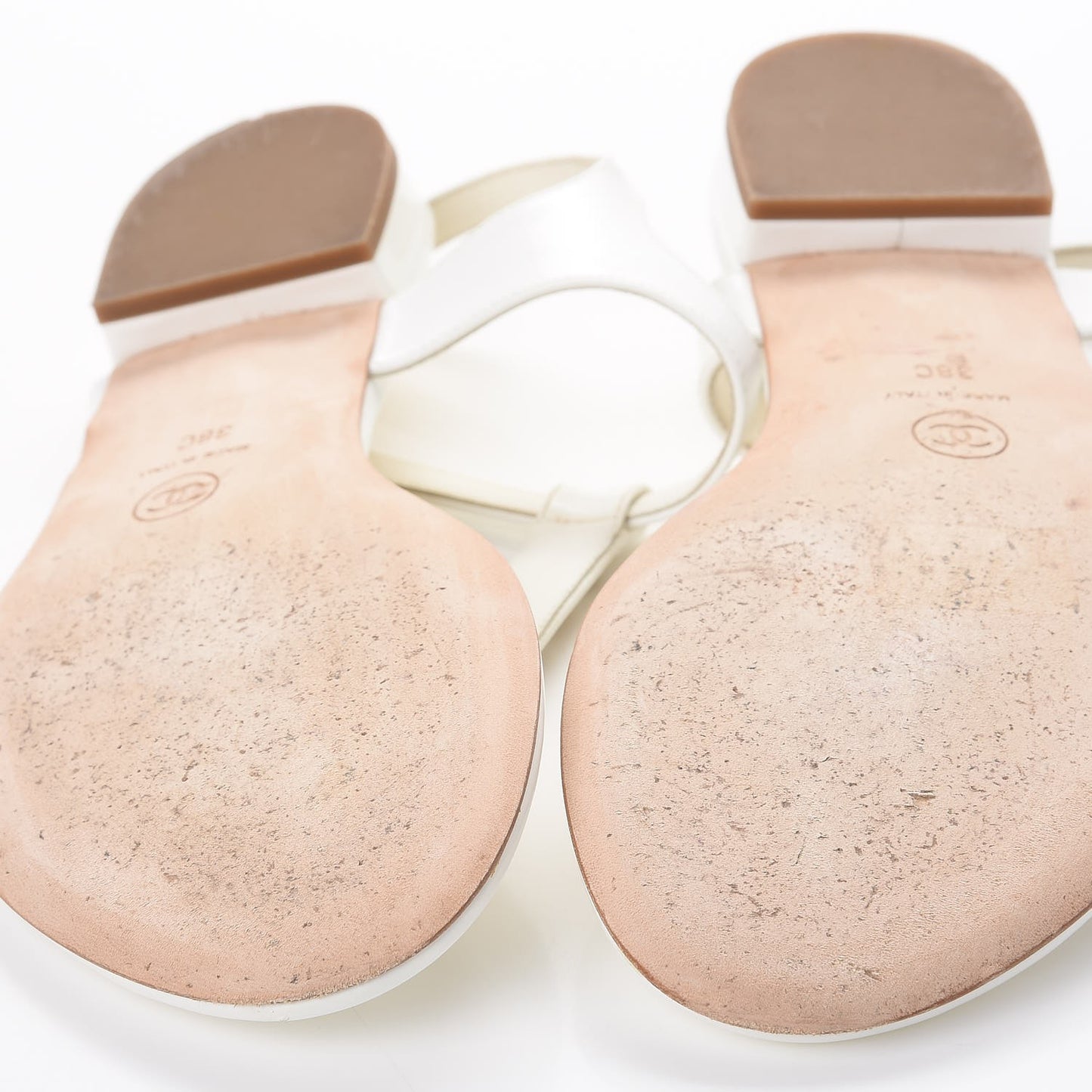 Lambskin Logo Thong Sandals 38 White