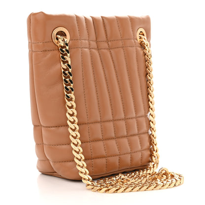 Burberry Lambskin Quilted Mini Lola Bucket Bag Maple Brown 3 of 9