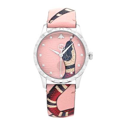 Gucci Stainless Steel Calfskin 38mm Le Marche Des Merveilles Snake Quartz Watch Pink 1 of 5