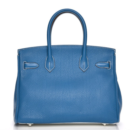 Hermes Taurillon Clemence Bi-Color Birkin 30 Mykonos White 3 of 29