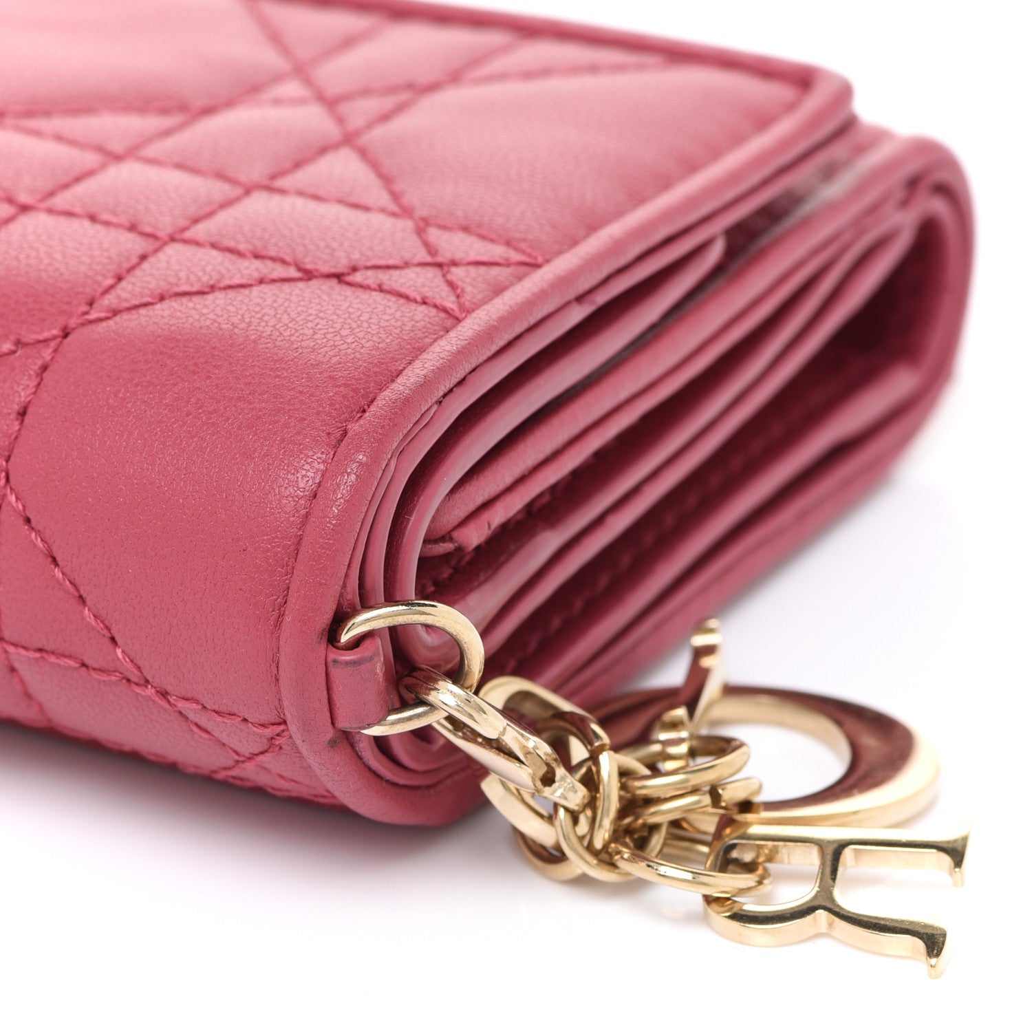 Christian Dior Lambskin Cannage Lady Dior Lotus Wallet 12 of 14