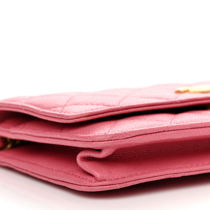 Chanel Caviar Quilted Textured CC Wallet On Chain WOC Pink 10 of 11