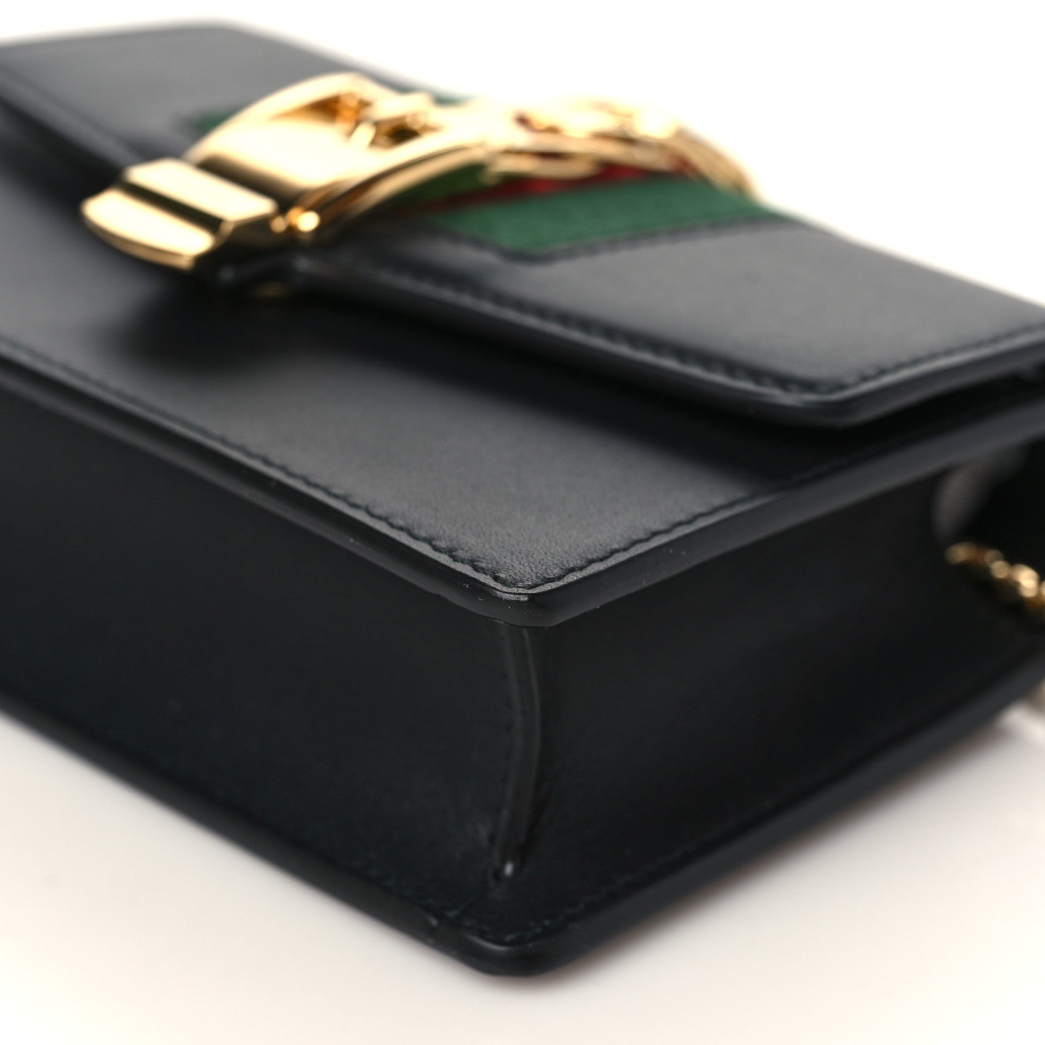 Gucci Calfskin Super Mini Sylvie Chain Shoulder Bag Black 9 of 10