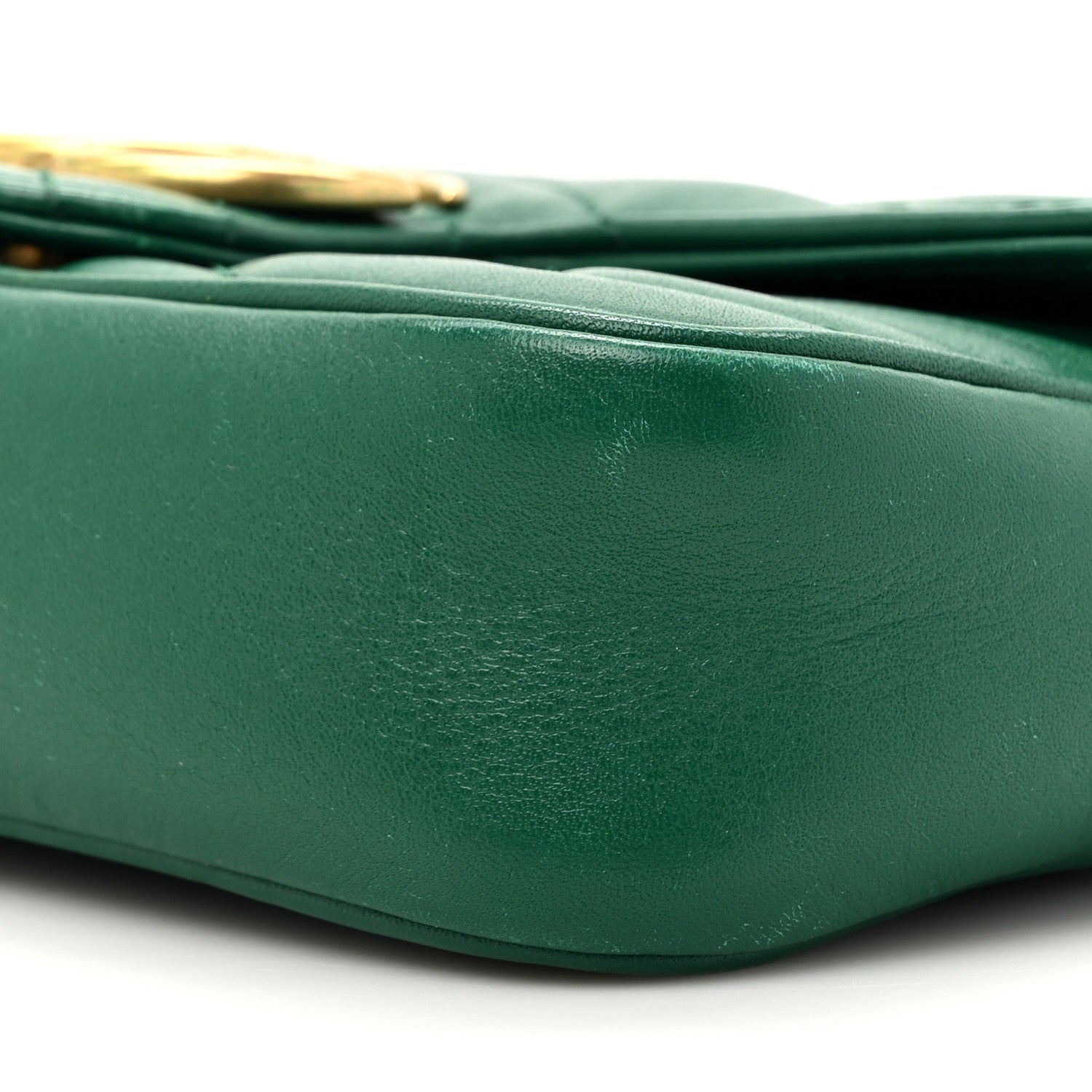 Gucci Calfskin Matelasse Super Mini GG Marmont Shoulder Bag Emerald Green 9 of 18