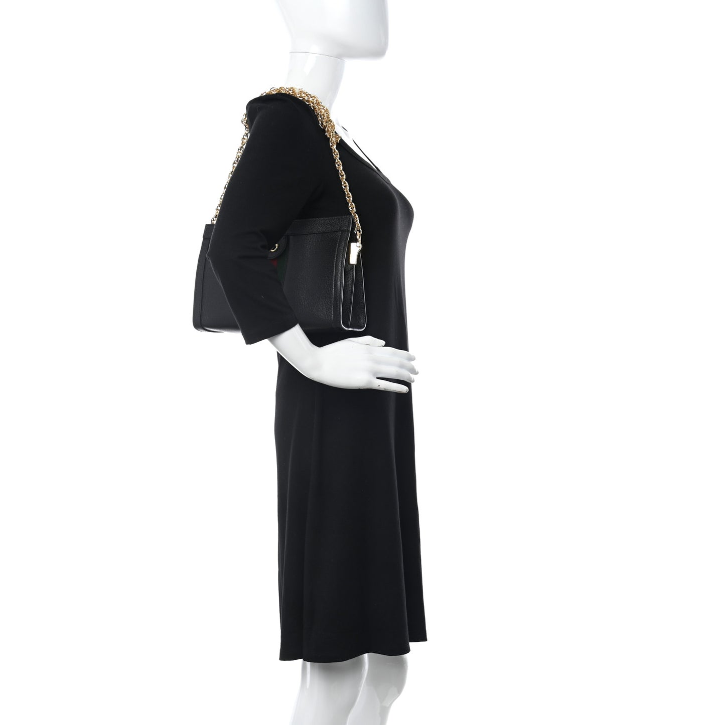 Calfskin GG Web Small Ophidia Chain Shoulder Bag Black