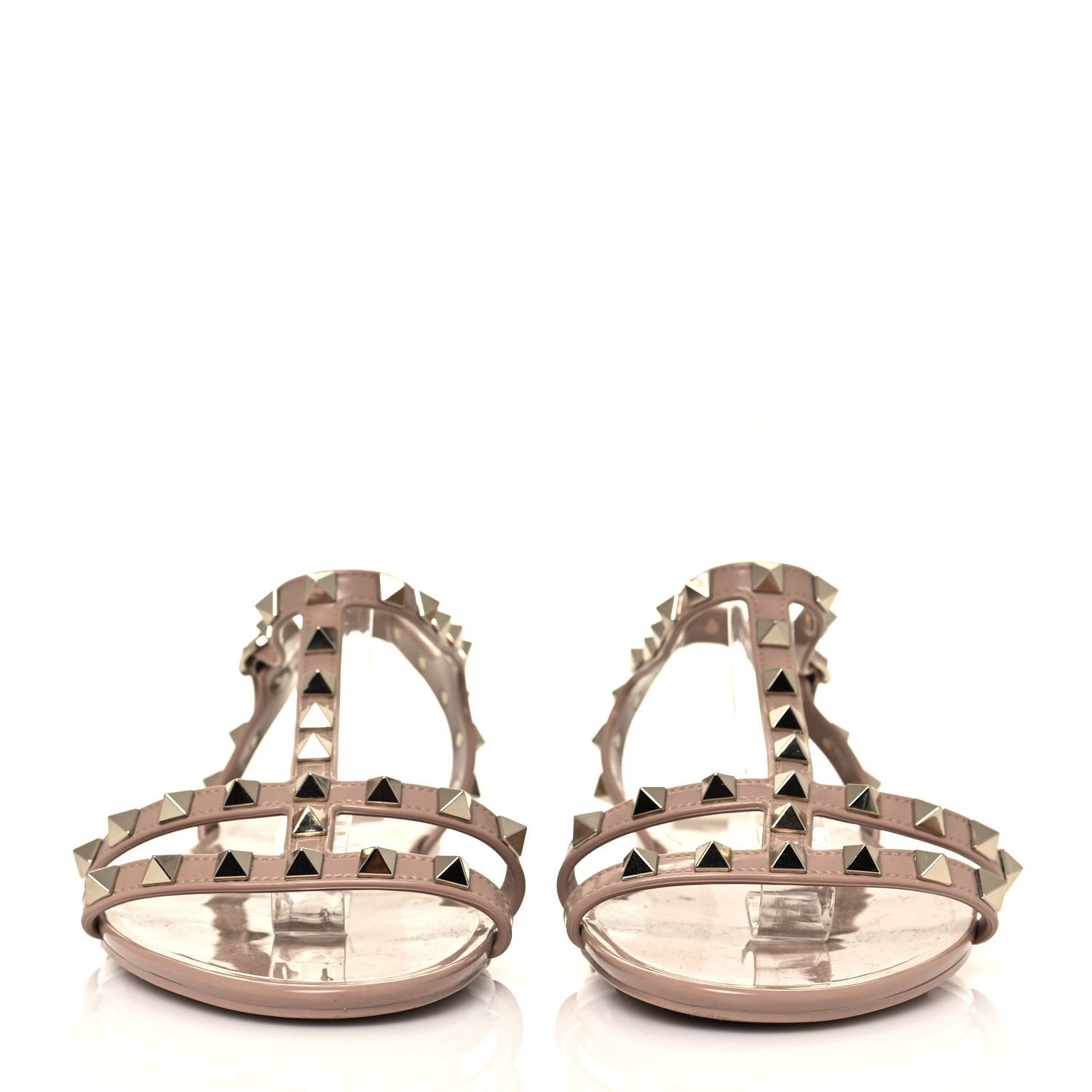 Valentino Garavani PVC Jelly Rockstud Caged Sandals 40 Poudre 2 of 7