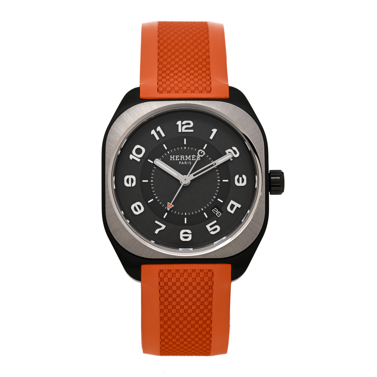 Hermes DLC Coated Titanium Rubber 39mm H08 Automatic Watch Orange 1 of 5
