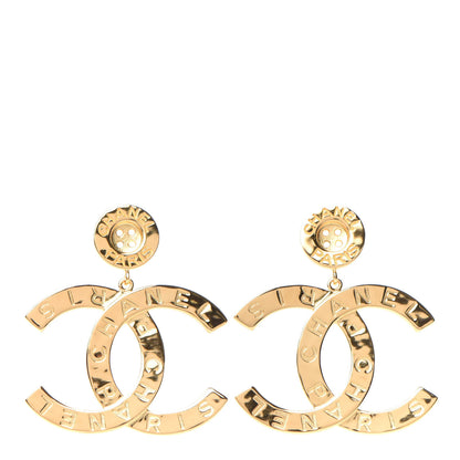 Chanel Metal Large Paris Button Earrings Gold 1 of 4