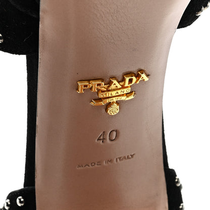 Prada Suede Studded Ankle Wrap Sandals 40 Black 6 of 9