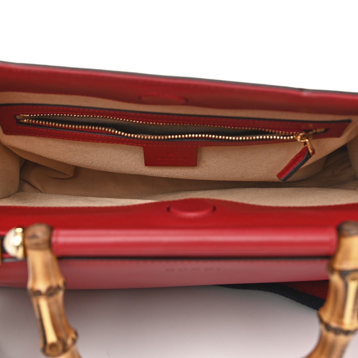 Nappa Bamboo Web Small Nymphaea Top Handle Bag Hibiscus Red