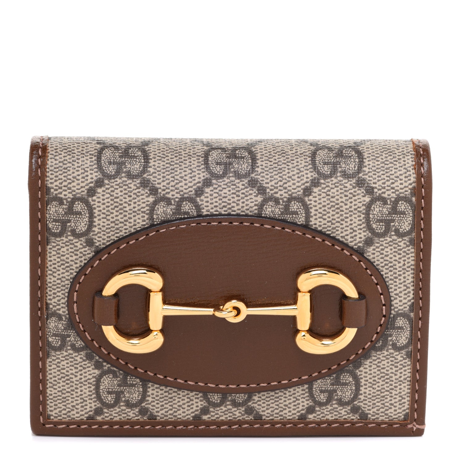 Gucci GG Supreme Monogram Horsebit 1955 Card Case Wallet Beige Ebony Brown Sugar 1 of 8