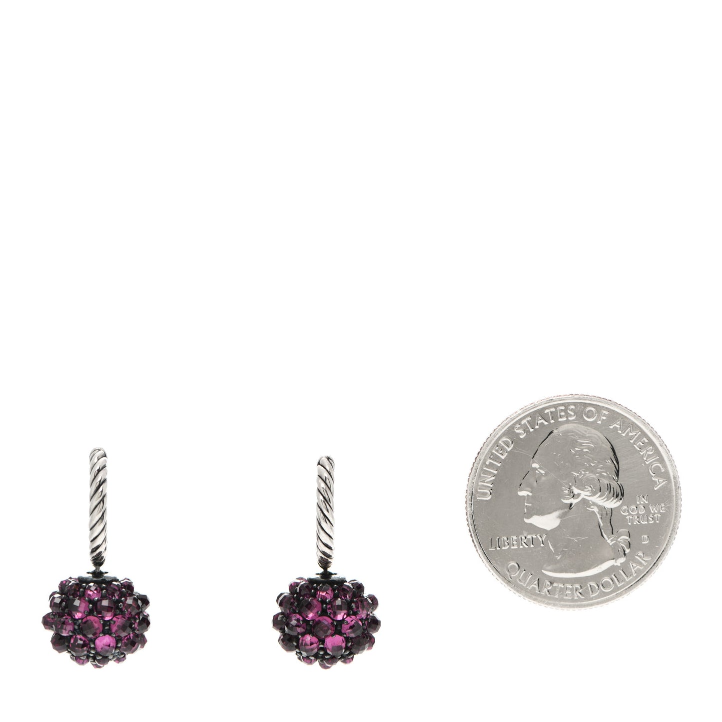 Sterling Silver Rhodolite Garnet 12mm Osetra Drop Earrings