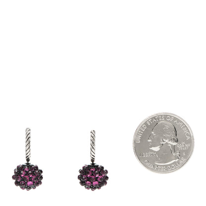 David Yurman Sterling Silver Rhodolite Garnet 12mm Osetra Drop Earrings 2 of 3