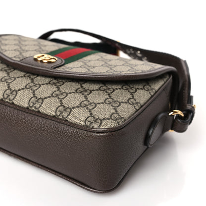 Gucci GG Supreme Monogram Textured Dollar Calfskin Web Studded Mini Ophidia Flap Shoulder Bag Beige Ebony New Acero 9 of 9