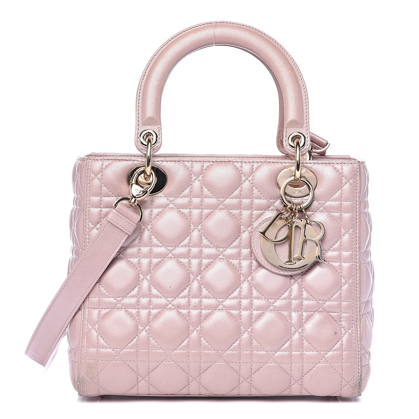 Pearly Lambskin Cannage Medium Lady Dior Lotus