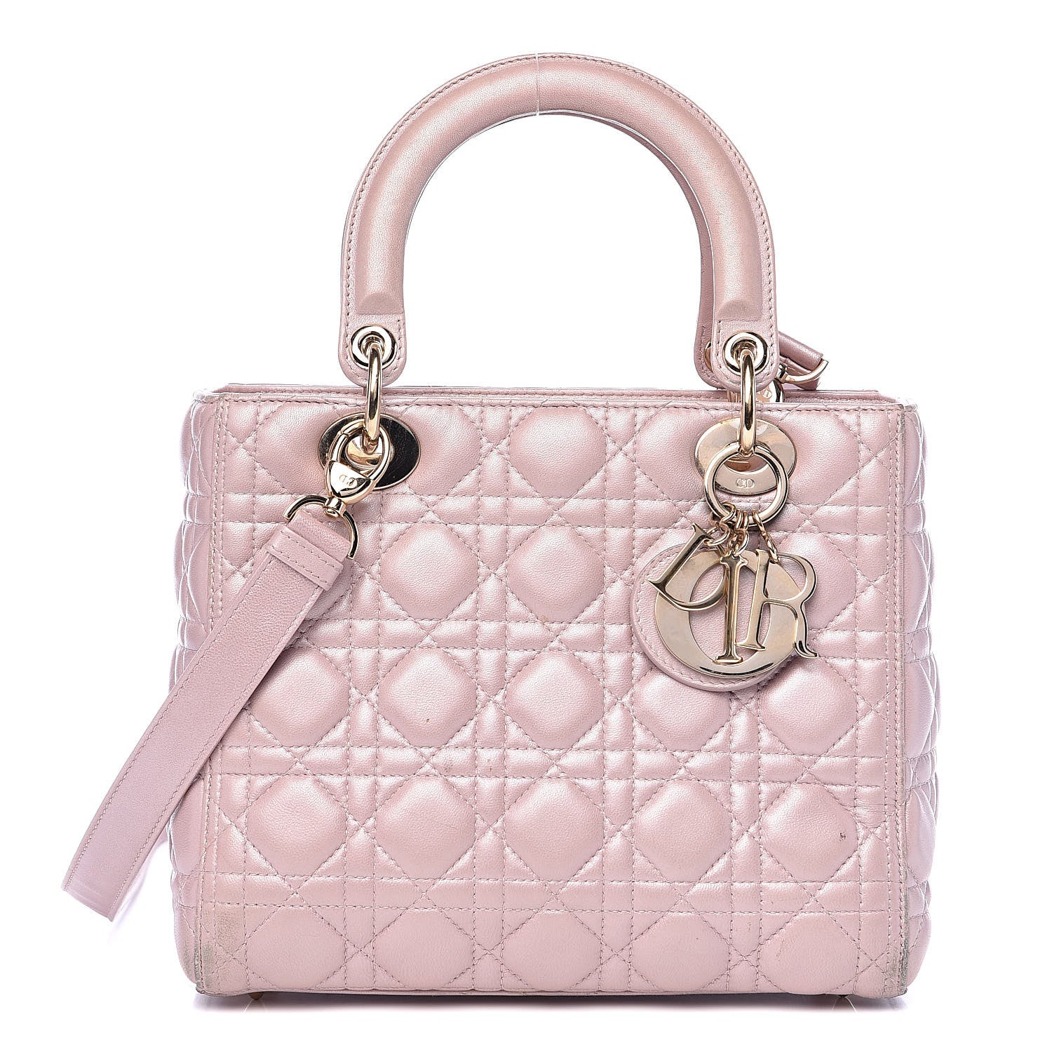 Christian Dior Pearly Lambskin Cannage Medium Lady Dior Lotus 1 of 20