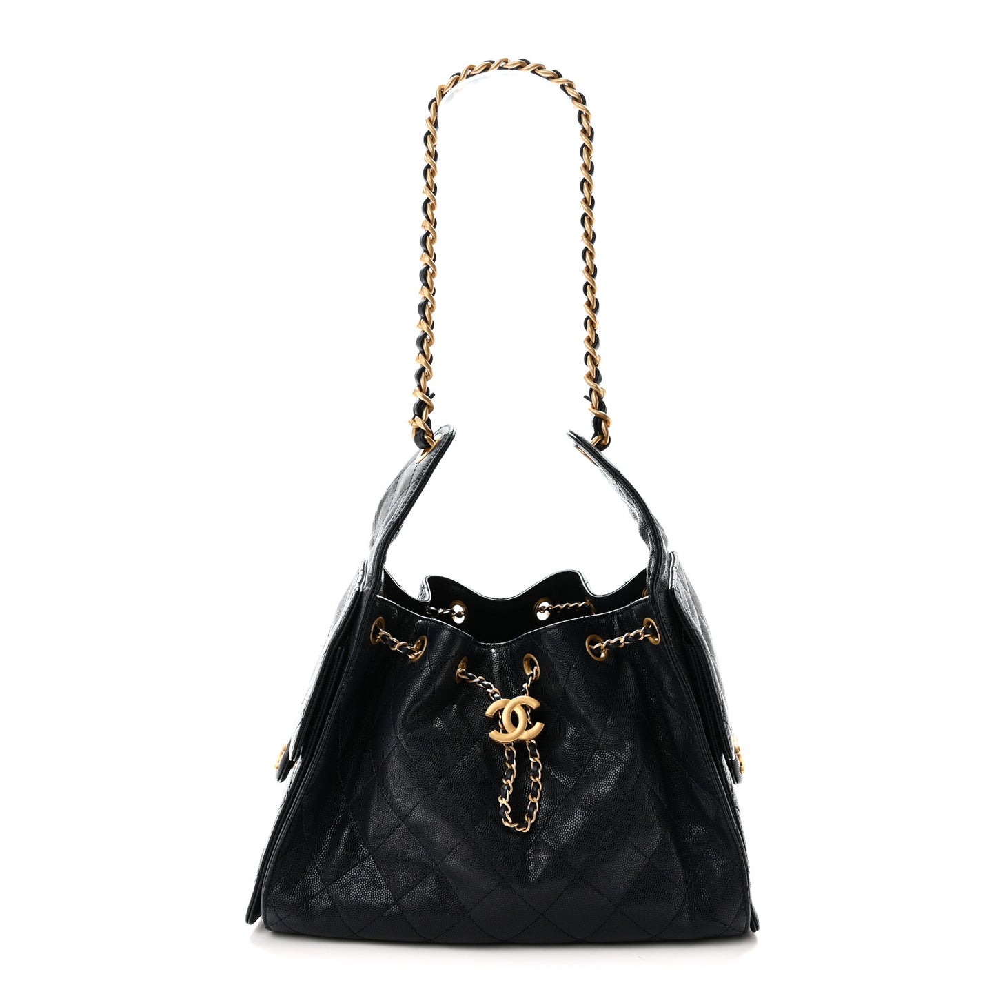 Caviar Quilted Small Chanel 25 Handbag Dark Navy