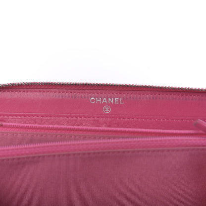 Chanel Lambskin Quilted Large Gusset Zip Around Wallet Pink 10 of 15