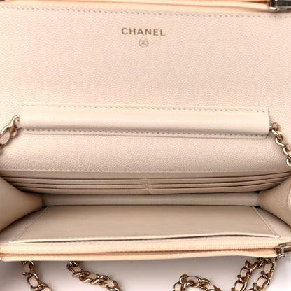Chanel Caviar Quilted Wallet On Chain WOC Light Beige 5 of 12