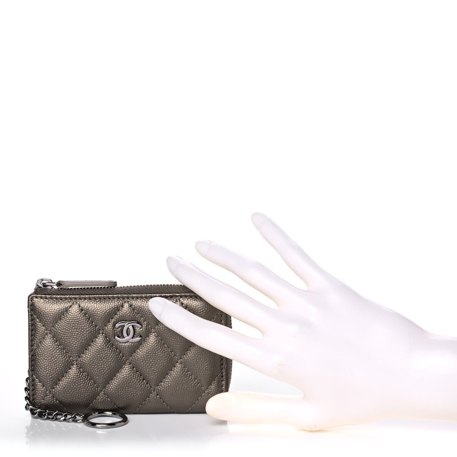 Chanel Metallic Caviar Quilted Key Holder Case Bronze 2 of 7