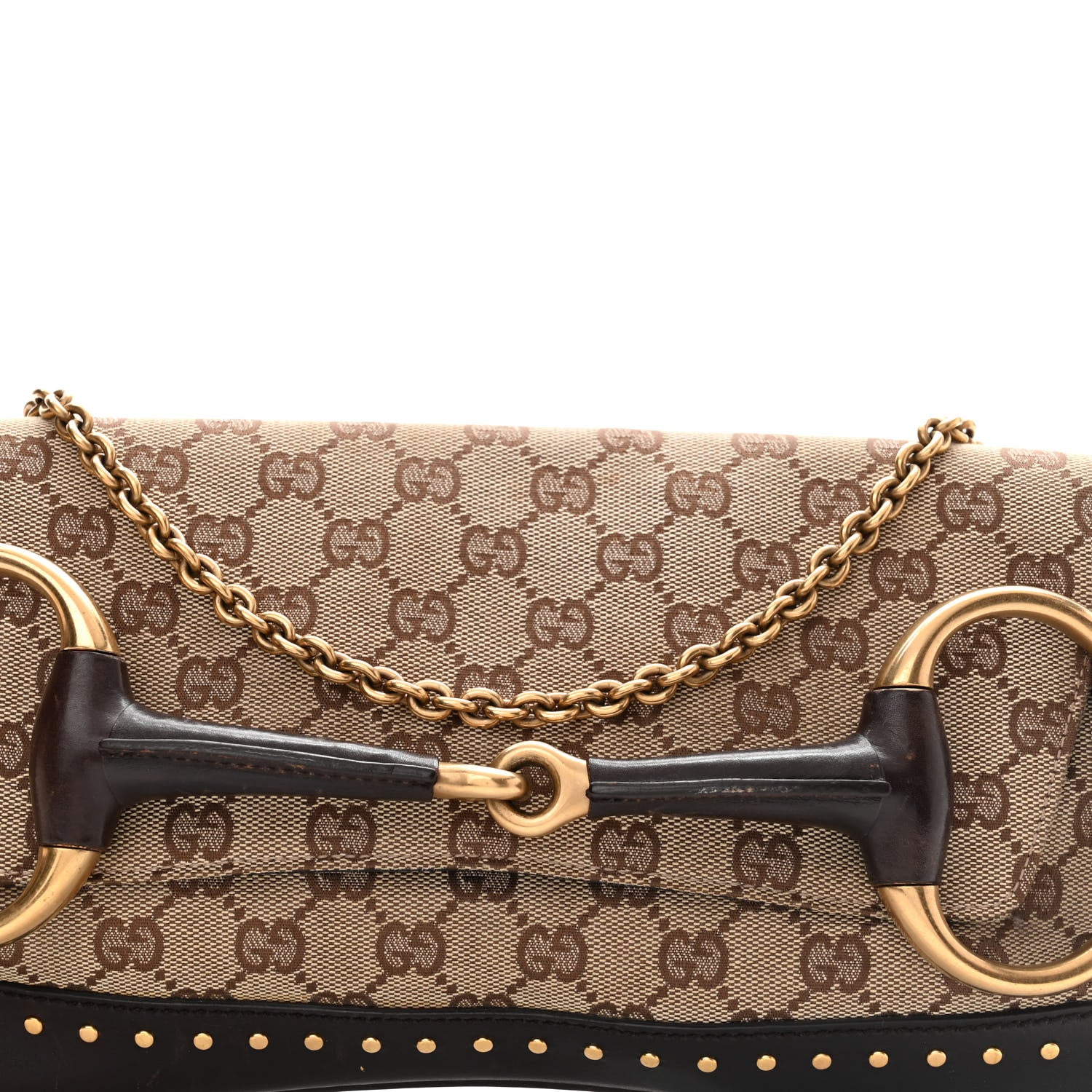 Gucci Monogram Horsebit Clutch Dark Brown 8 of 18