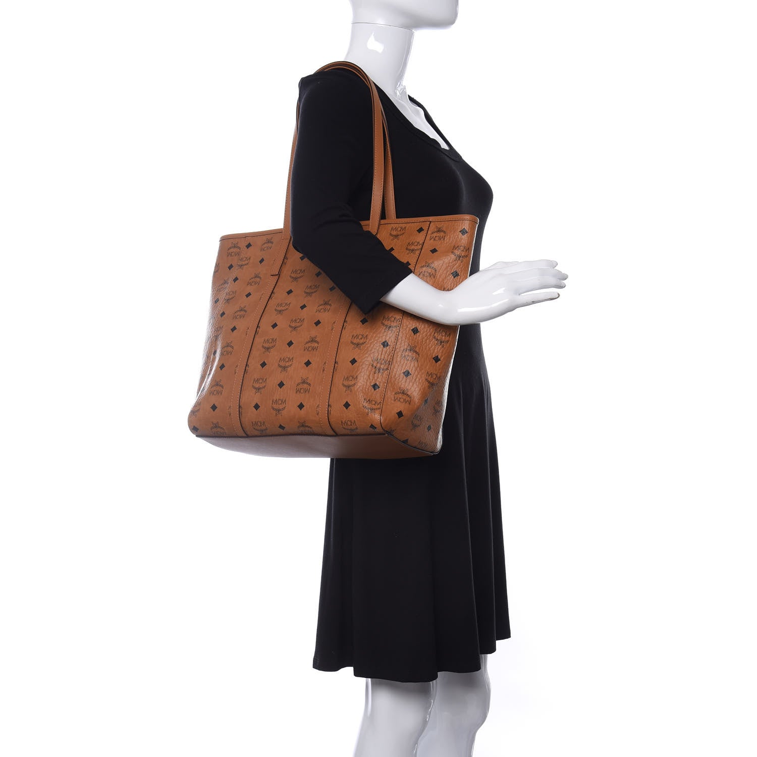 MCM Visetos Toni Shopper Tote Cognac 2 of 12