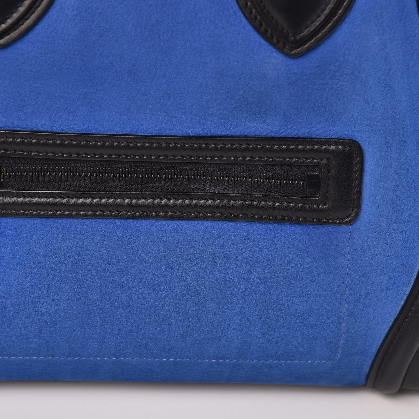 Nubuck Calfskin Suede Mini Tri-Color Luggage Bright Blue