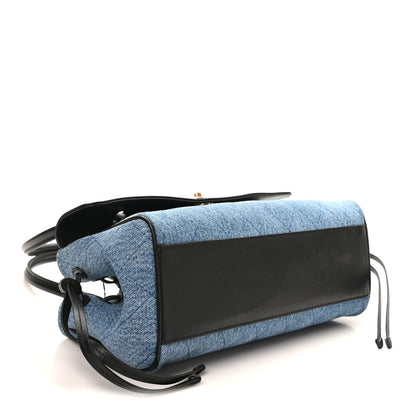 Chanel Calfskin Denim Stitched Urban Essentials Small Shopping Bag Blue Black 4 of 10