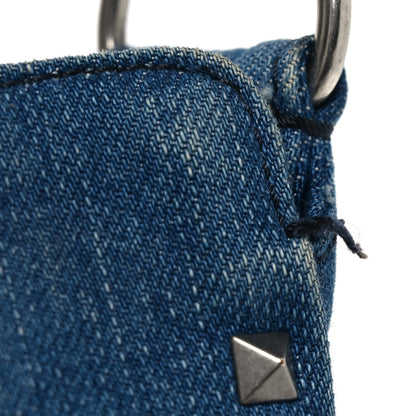 Valentino Garavani Denim Small Guitar Strap Rockstud Rolling Flip-Lock Messenger Bag Blue 10 of 10