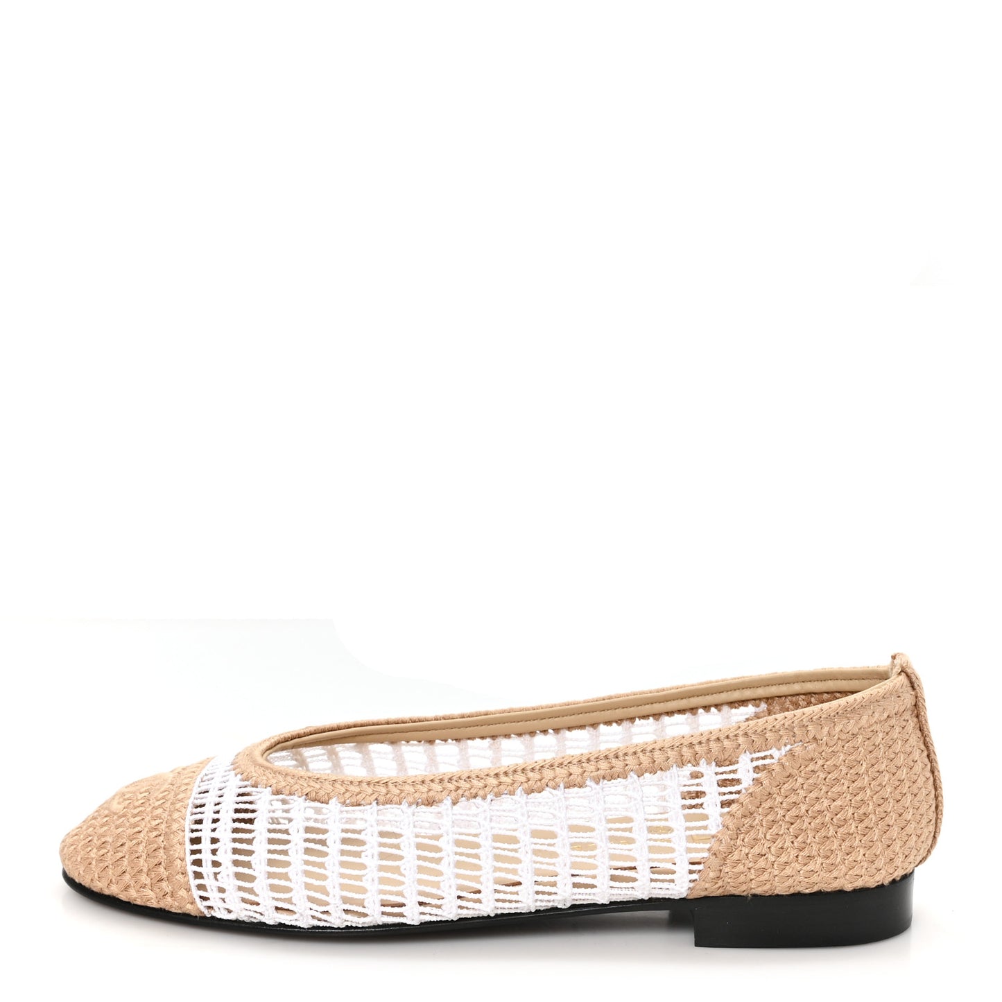 Raffia CC Cap Toe Ballerina Flats 36.5 White Beige