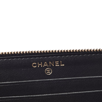 Chanel Caviar Quilted Small Filigree Zip Around Wallet Beige Black 8 of 15