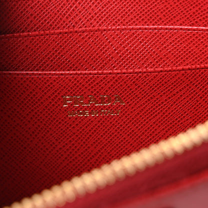 Prada Saffiano Lux Mini Double Zip Chain Crossbody Bag Fuoco 6 of 10