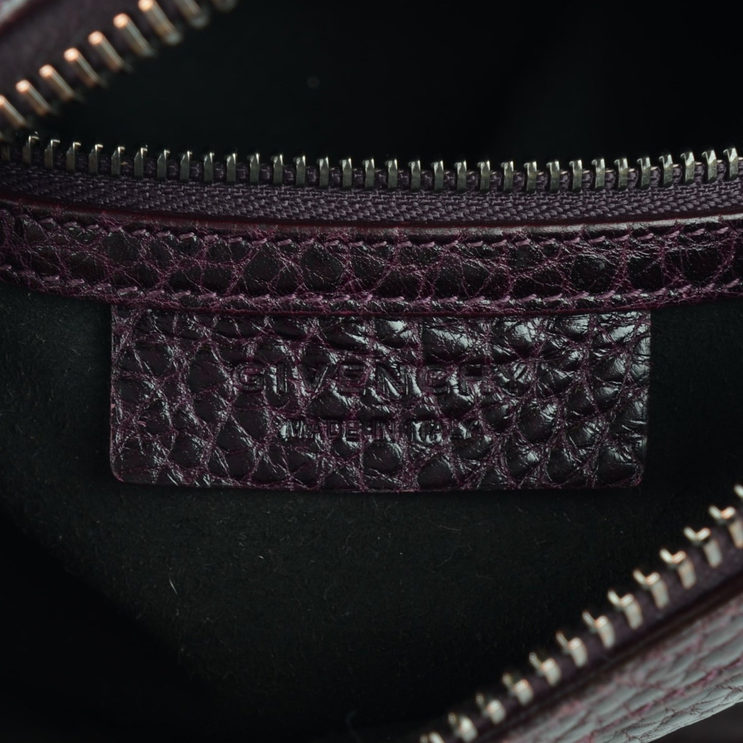Glazed Pebbled Calfskin Mini Lucrezia Aubergine