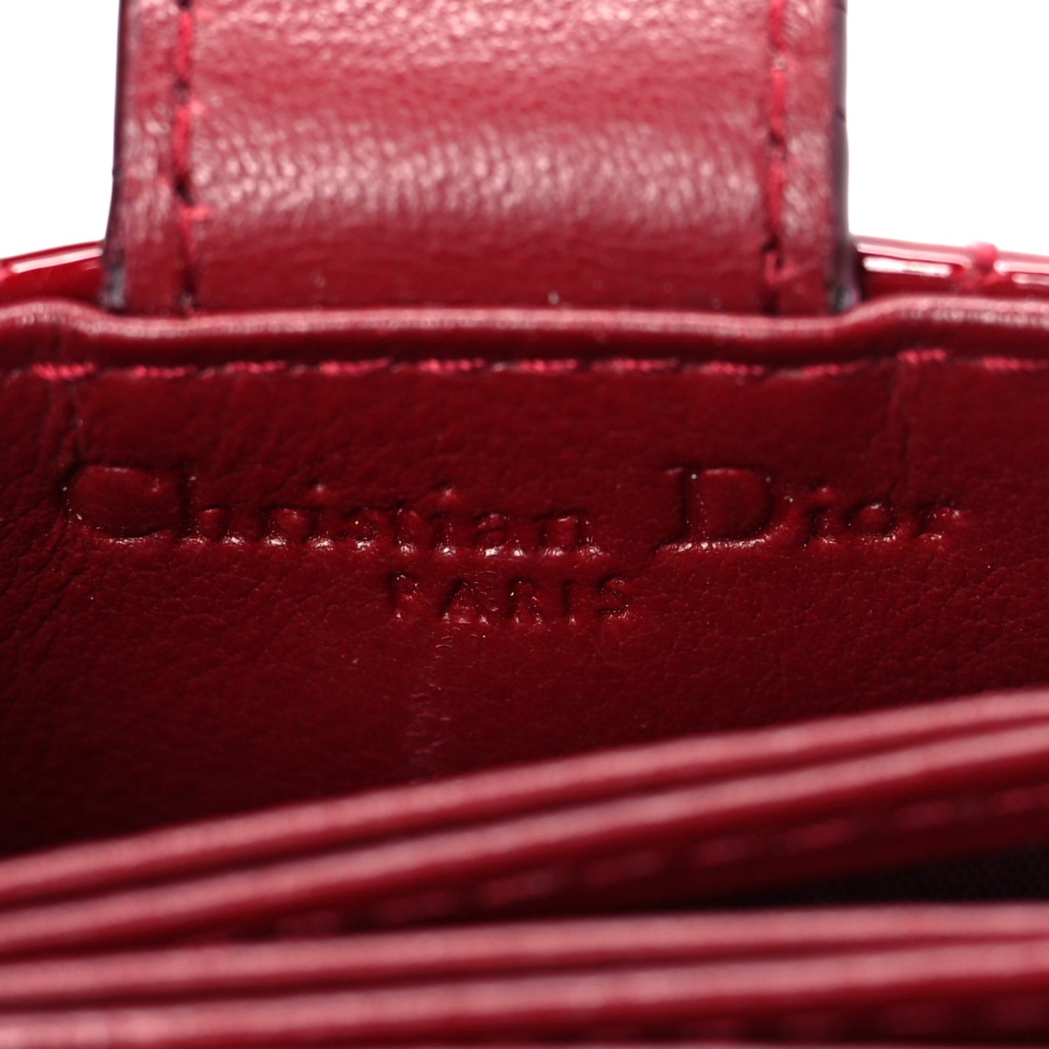 Christian Dior Patent Cannage Lady Dior 5-Gusset Card Holder Scarlet 6 of 7