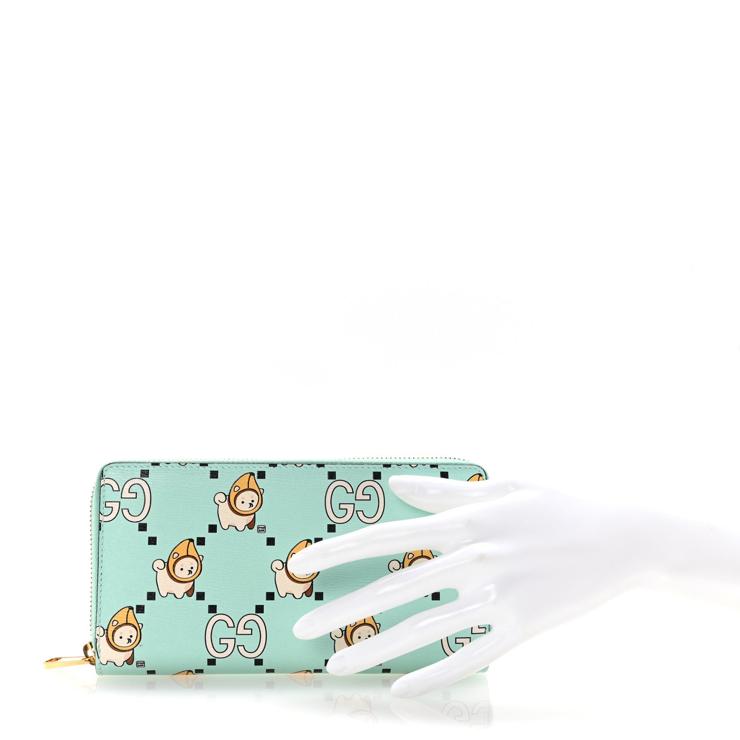 X PIKARAR Textured Dollar Calfskin Animal Print Zip Around Wallet Green