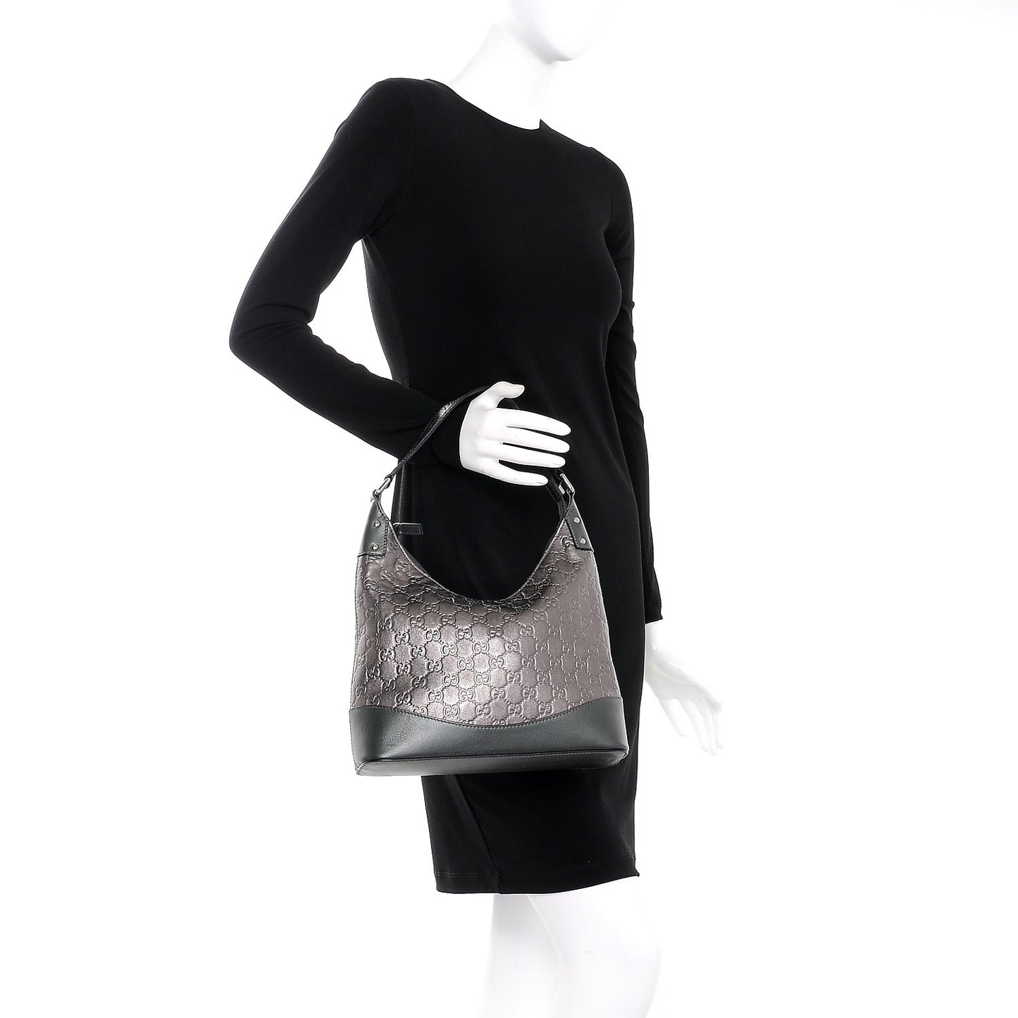 Guccissima Small Shoulder Bag Pewter