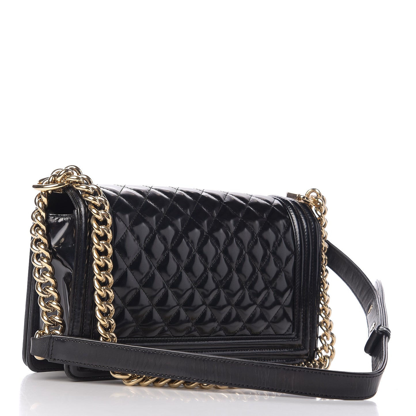 Glazed Calfskin Quilted New Medium Boy Flap Black