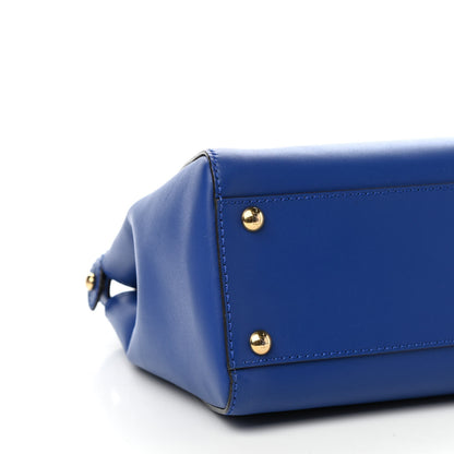 Fendi Vitello Morgan Fabric Jacquard Pequin Medium Peekaboo Iconic Satchel Blue Neon Tobacco 7 of 8