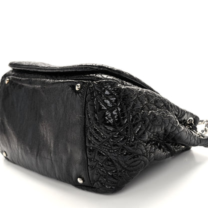 Chanel Vinyl Graphic Edge Accordion Flap Black 8 of 9