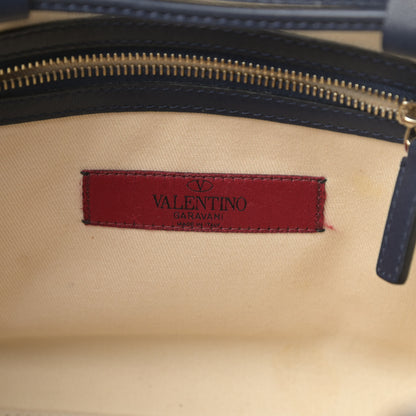 Valentino Garavani Calfskin Rockstud Double Handle Cinch Tote Marine 6 of 13