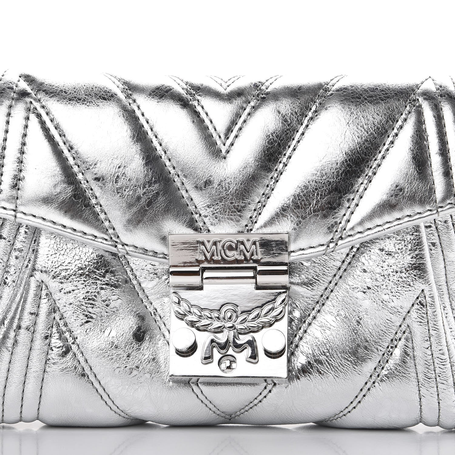 MCM Metallic Calfskin Small Patricia Belt Bag Berlin Silver 11 of 11
