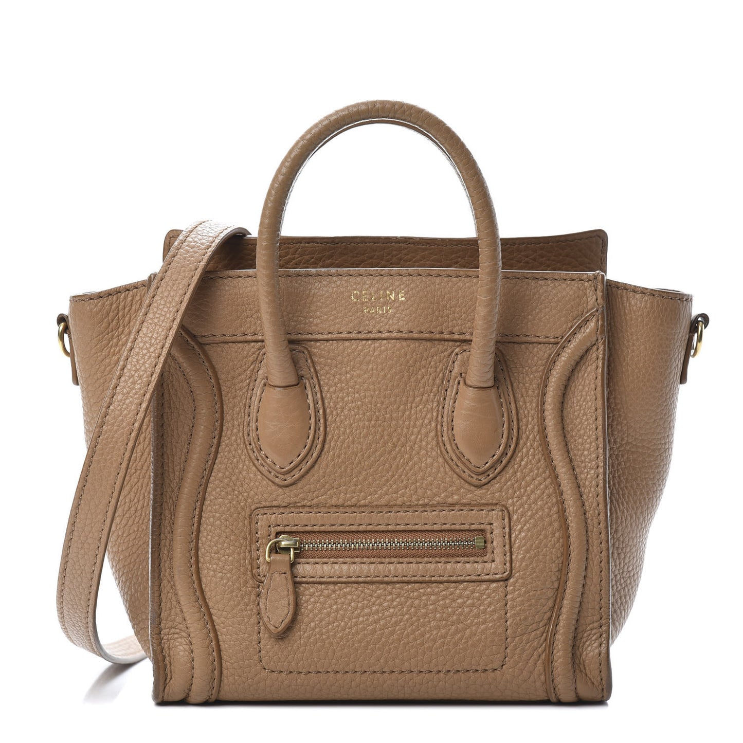 Drummed Calfskin Nano Luggage Camel