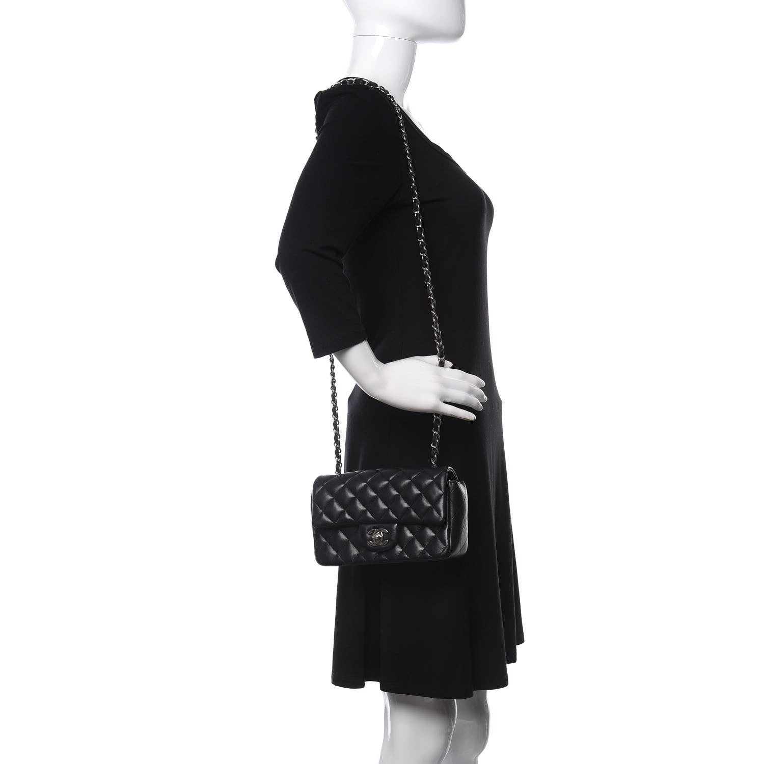 Chanel Lambskin Quilted Mini Rectangular Flap Black 2 of 10