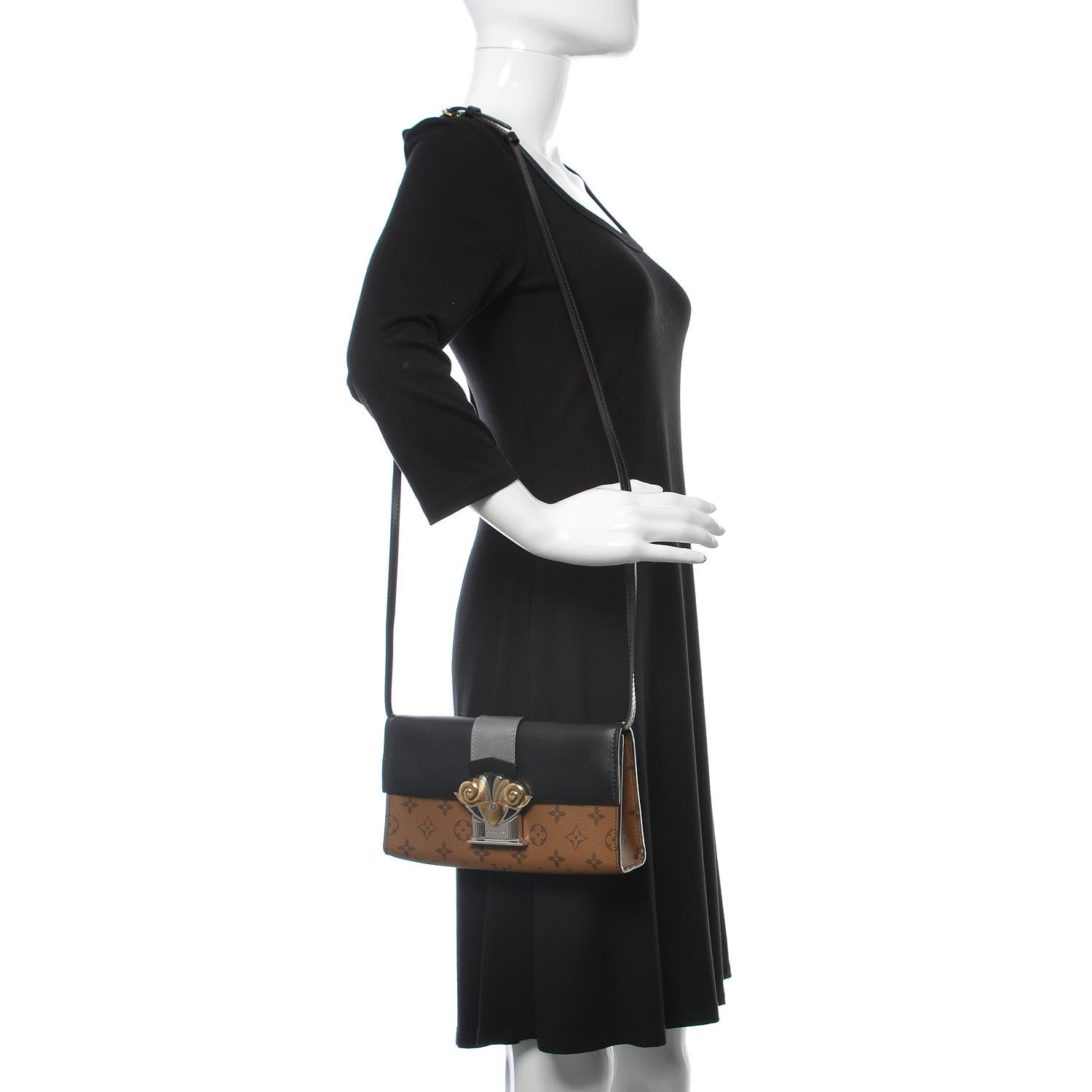 Louis Vuitton Calfskin Reverse Monogram Column Clutch 2 of 9