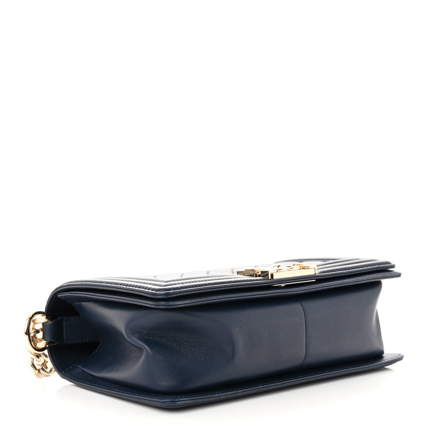 Lambskin Quilted Medium Boy Flap Dark Navy