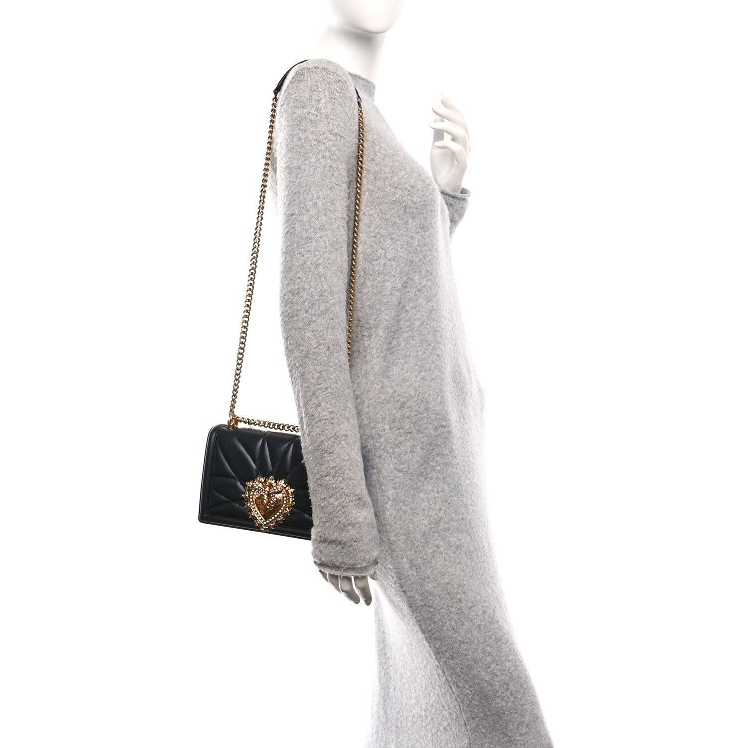 Dolce & Gabbana Calfskin Medium Devotion Crossbody Bag Black 2 of 10