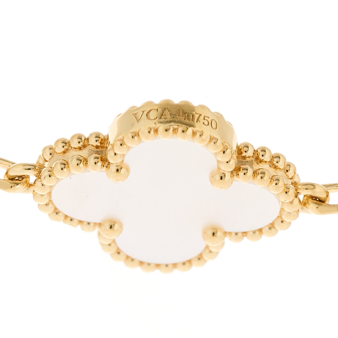 Van Cleef & Arpels 18K Yellow Gold Mother of Pearl 5 Motifs Vintage Alhambra Bracelet 3 of 5