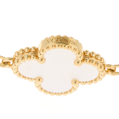 Van Cleef & Arpels 18K Yellow Gold Mother of Pearl 5 Motifs Vintage Alhambra Bracelet 3 of 5